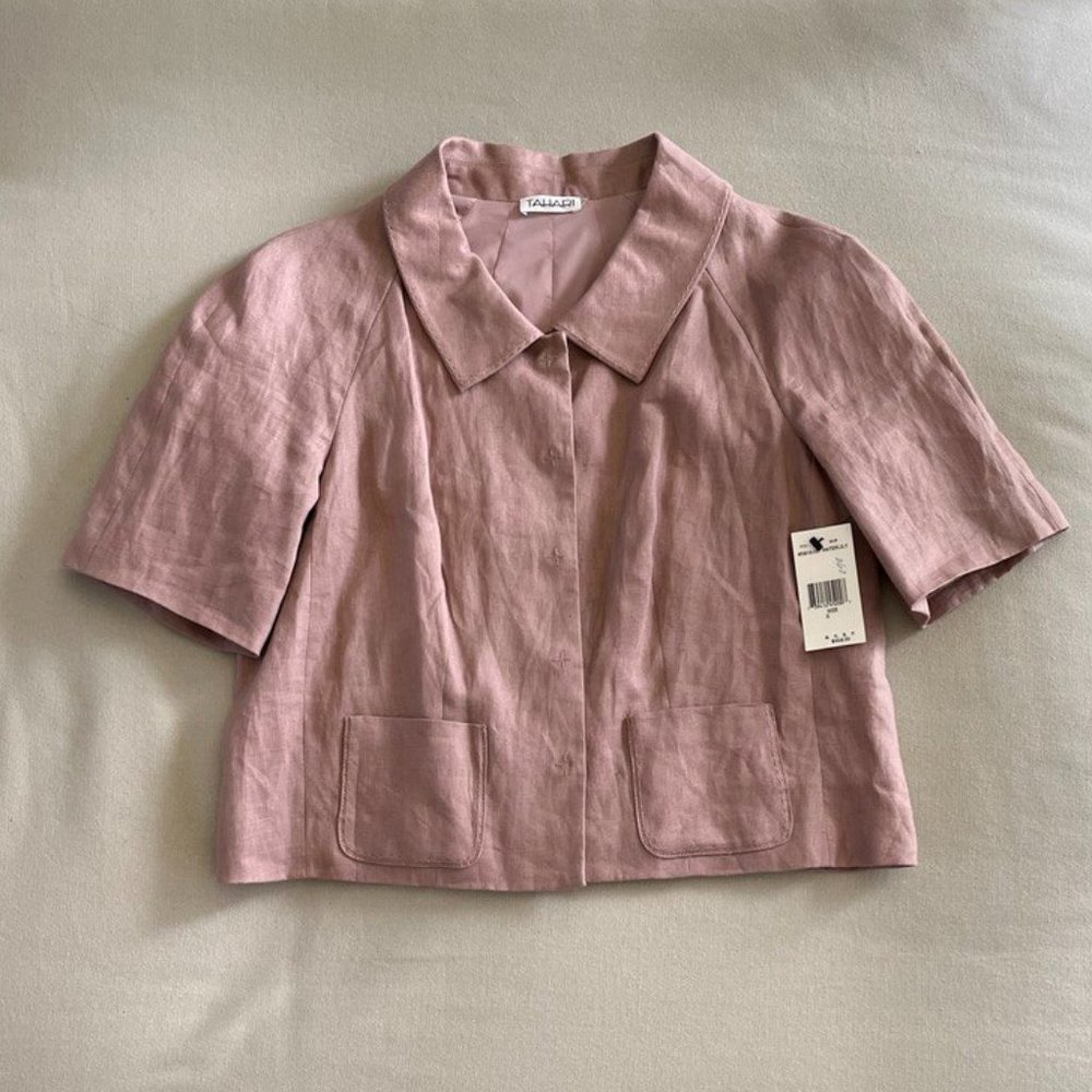 NEW Tahari Cropped Linen Summer Jacket